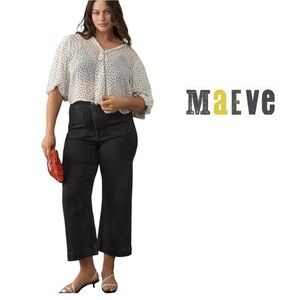 Anthropologie Maeve Colette Wide Leg Crop Black Jeans High Waist Size 20 XXL